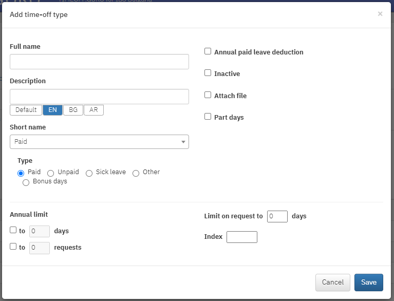 TIMEOFF.GURU - Adding a new time-off type