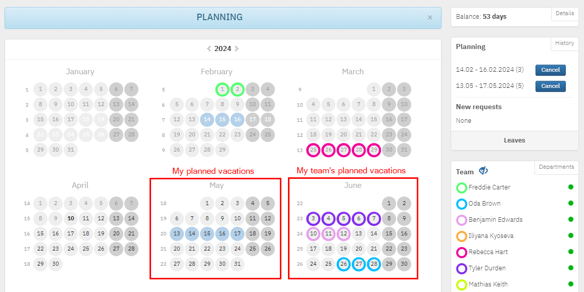 TIMEOFF.GURU - Planned vacations