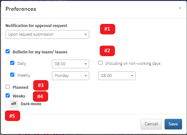 TIMEOFF.GURU - Preferences